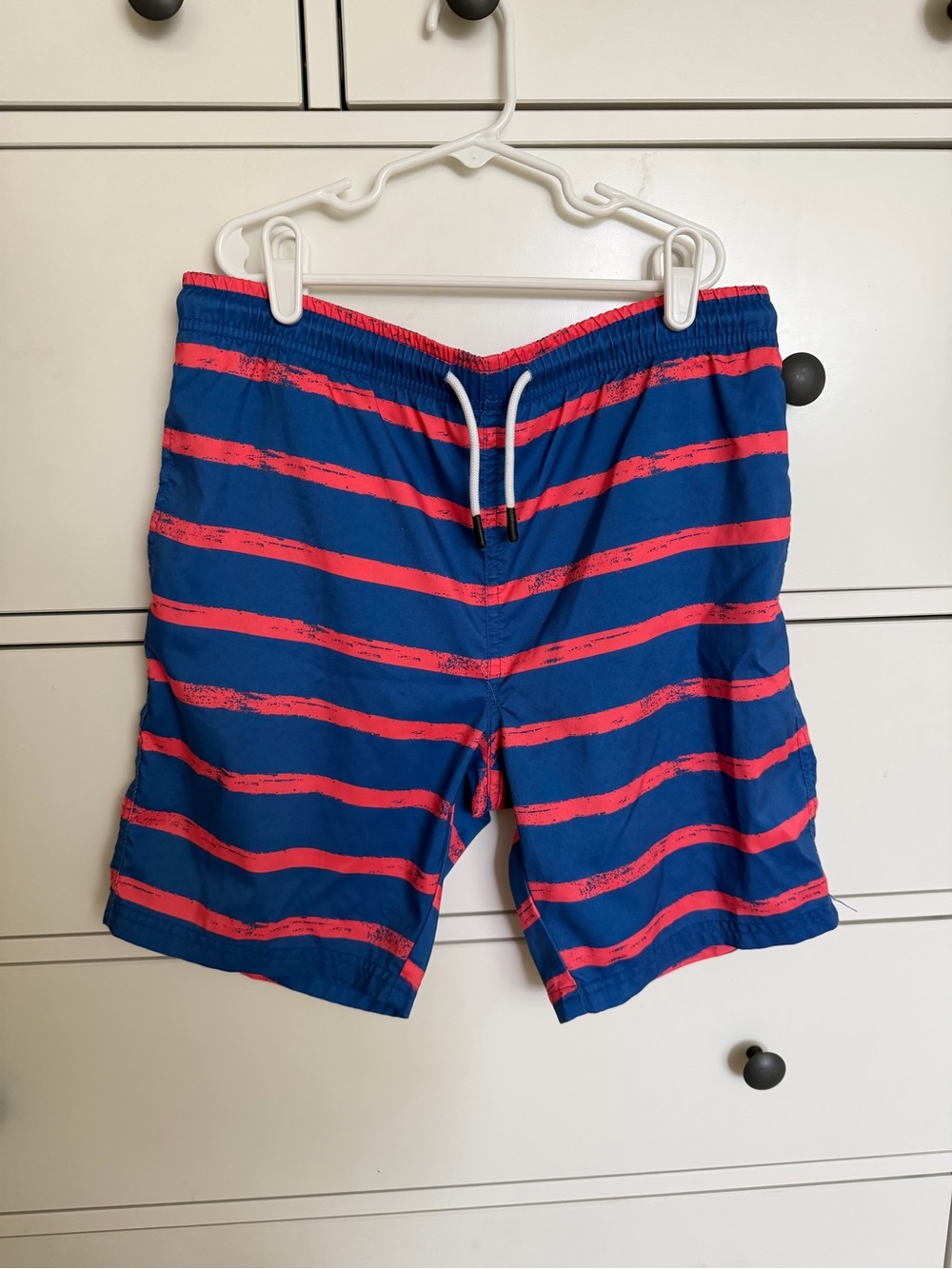 Maamgic Blue & Coral Stripe Swim Shorts - Youth Swim Trunks